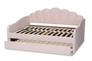 Laure Light Pink Velvet Fabric Upholstered Queen Size Daybed w/Trundle Baxton