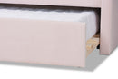 Laure Light Pink Velvet Fabric Upholstered Queen Size Daybed w/Trundle Baxton