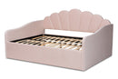 Laure Light Pink Velvet Fabric Upholstered Queen Size Daybed Baxton