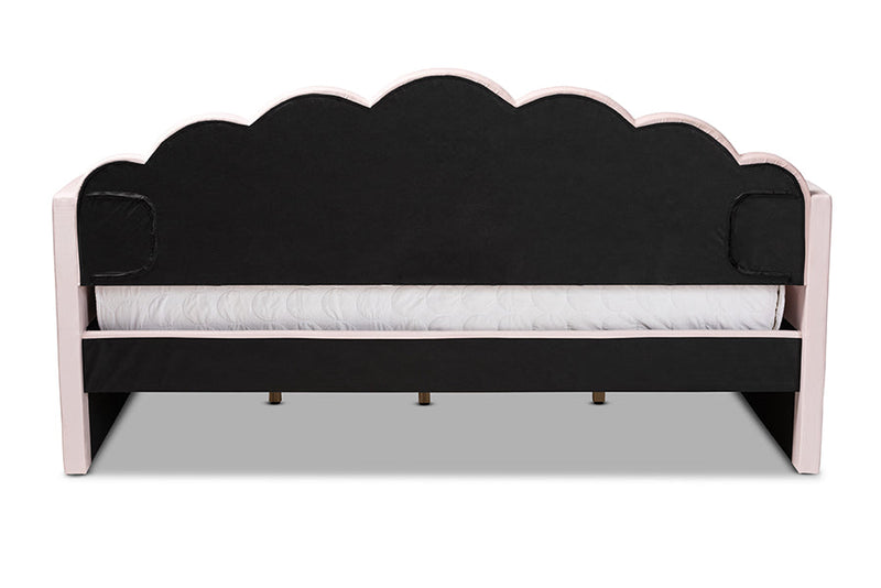 Laure Light Pink Velvet Fabric Upholstered Queen Size Daybed Baxton