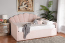 Laure Light Pink Velvet Fabric Upholstered Full Size Daybed Baxton