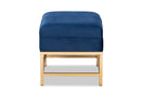 Palma Navy Blue Velvet Fabric Gold Finished Metal Small Storage Ottoman Baxton
