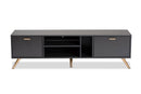 Yori Dark Gray and Gold TV Stand Baxton