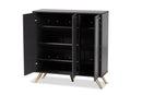 Yori Dark Gray and Gold 3-Door Shoe Cabinet Baxton
