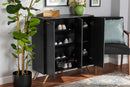 Yori Dark Gray and Gold 3-Door Shoe Cabinet Baxton