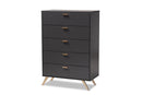 Yori Dark Gray and Gold 5-Drawer Chest Baxton