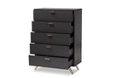 Yori Dark Gray and Gold 5-Drawer Chest Baxton