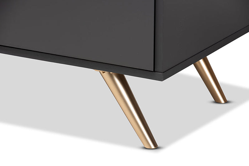 Yori Dark Gray and Gold 5-Drawer Chest Baxton