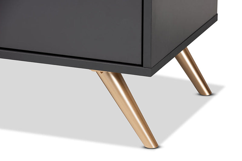 Yori Dark Gray and Gold 6-Drawer Dresser Baxton