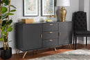 Yori Dark Gray and Gold 2-Door Sideboard Buffet Baxton