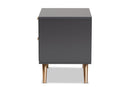 Yori Dark Gray and Gold 2-Drawer Nightstand Baxton