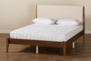 Salida Beige Fabric Walnut Brown King Size Platform Bed Baxton