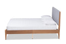 Salida Gray Fabric Walnut Brown King Size Platform Bed Baxton