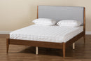 Salida Gray Fabric Walnut Brown King Size Platform Bed Baxton