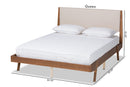 Bauer Beige Fabric Walnut Brown Queen Size Platform Bed Baxton