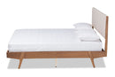 Bauer Beige Fabric Walnut Brown King Size Platform Bed Baxton