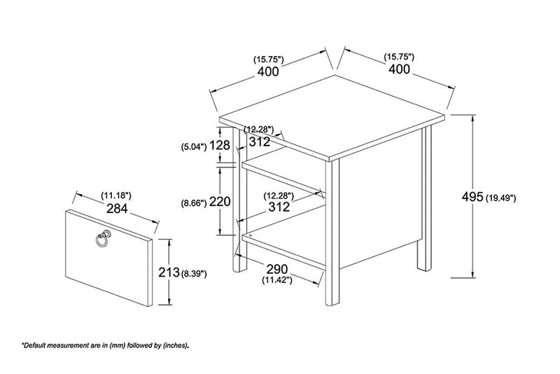 Lucina Two-Tone Rustic Oak Brown and Black Nightstand Baxton