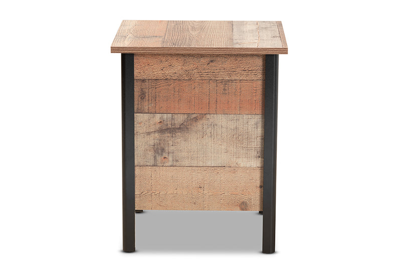 Lucina Modern and Contemporary Two-Tone Rustic Oak Brown and Black Finished Wood Nightstand