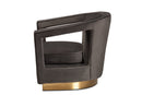 Leda Gray Velvet Fabric Upholstered and Gold Finished Metal Armchair Baxton
