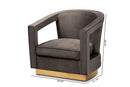 Leda Gray Velvet Fabric Upholstered and Gold Finished Metal Armchair Baxton