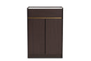 Paras Dark Brown and Gold Shoe Cabinet w/Faux Marble Top Baxton