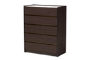 Paras Dark Brown and Gold 5-Drawer Chest w/Faux Marble Top Baxton
