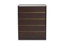 Paras Dark Brown and Gold 5-Drawer Chest w/Faux Marble Top Baxton