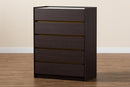 Paras Dark Brown and Gold 5-Drawer Chest w/Faux Marble Top Baxton