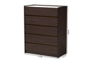 Paras Dark Brown and Gold 5-Drawer Chest w/Faux Marble Top Baxton