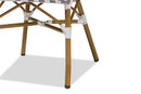 Grey and White Bamboo Style Stackable 2Pc Bistro Dining Chair Set Baxton