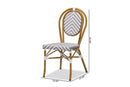 Grey and White Bamboo Style Stackable 2Pc Bistro Dining Chair Set Baxton