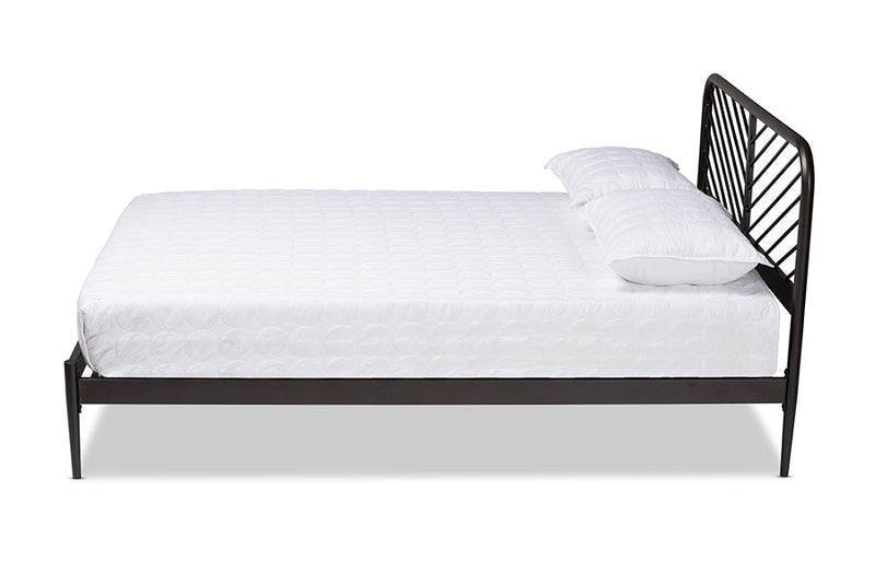 Graydon Industrial Black Bronze Metal Queen Size Platform Bed Baxton