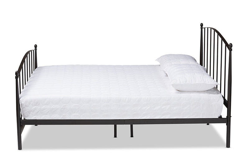 Pia Black Bronze Finished Metal Queen Size Platform Bed Baxton