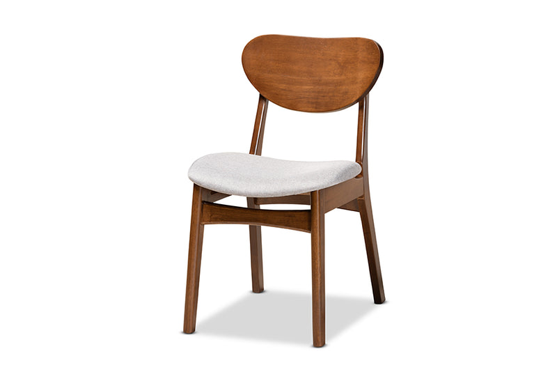 Floriane Mid-Century Modern Gray Fabric Upholstered and Walnut Brown Finished Wood 5-Piece Dining Set