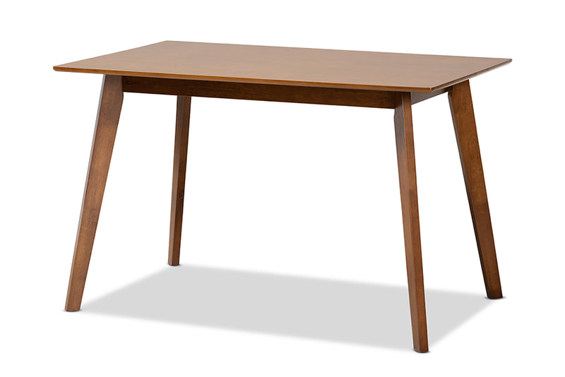 Floriane Mid-Century Modern Gray Fabric Upholstered and Walnut Brown Finished Wood 5-Piece Dining Set