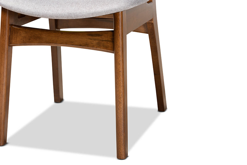 Floriane Mid-Century Modern Gray Fabric Upholstered and Walnut Brown Finished Wood 5-Piece Dining Set
