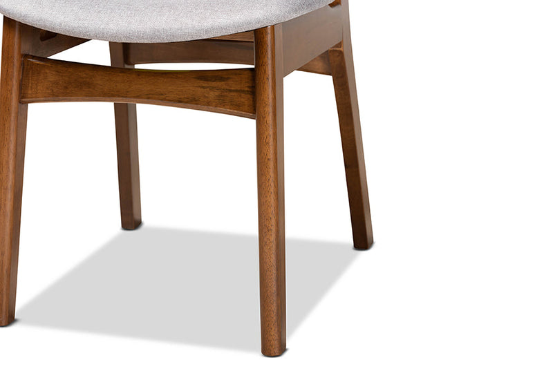 Floriane Gray Fabric Upholstered and Walnut Brown 2Pc Dining Chair Set Baxton