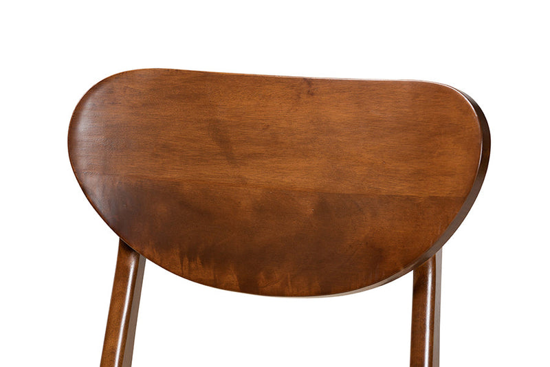 Floriane Sand Fabric Upholstered and Walnut Brown 2Pc Dining Chair Set Baxton