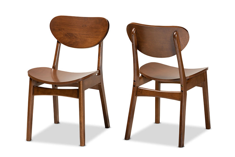 Floriane Walnut Brown 2Pc Dining Chair Set Baxton