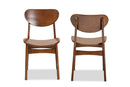 Floriane Walnut Brown 2Pc Dining Chair Set Baxton