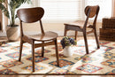 Floriane Walnut Brown 2Pc Dining Chair Set Baxton