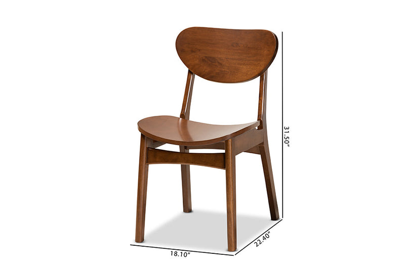 Floriane Walnut Brown 2Pc Dining Chair Set Baxton