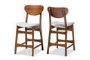 Floriane Gray Fabric Upholstered and Walnut Brown 2Pc Counter Stool Set Baxton