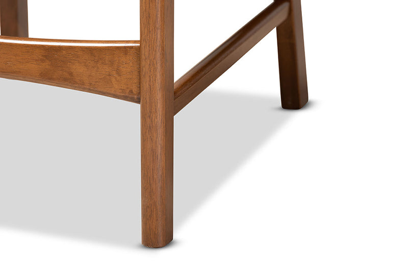 Floriane Gray Fabric Upholstered and Walnut Brown 2Pc Counter Stool Set Baxton