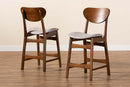 Floriane Gray Fabric Upholstered and Walnut Brown 2Pc Counter Stool Set Baxton