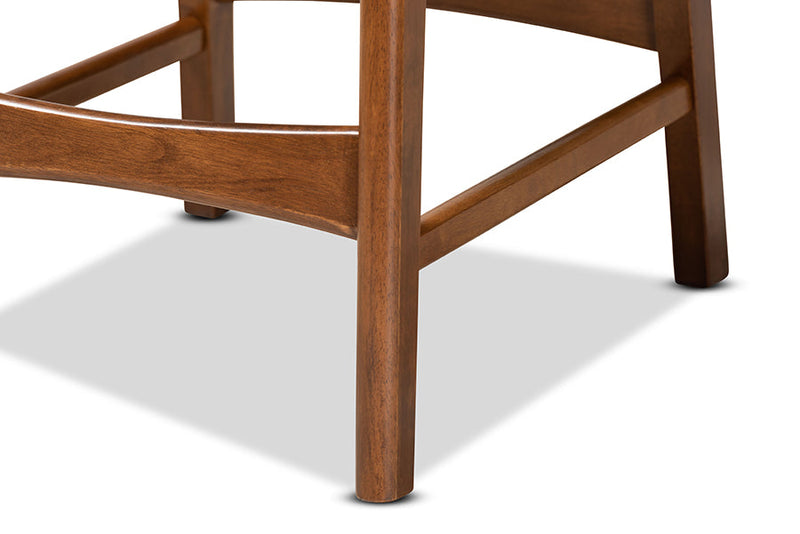 Floriane Sand Fabric Upholstered and Walnut Brown 2Pc Counter Stool Set Baxton