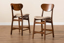Floriane Sand Fabric Upholstered and Walnut Brown 2Pc Counter Stool Set Baxton
