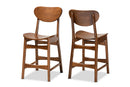Floriane Walnut Brown 2Pc Counter Stool Set Baxton