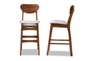 Floriane Gray Fabric Walnut Brown 2Pc Bar Stool Set Baxton