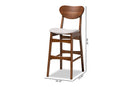 Floriane Gray Fabric Walnut Brown 2Pc Bar Stool Set Baxton